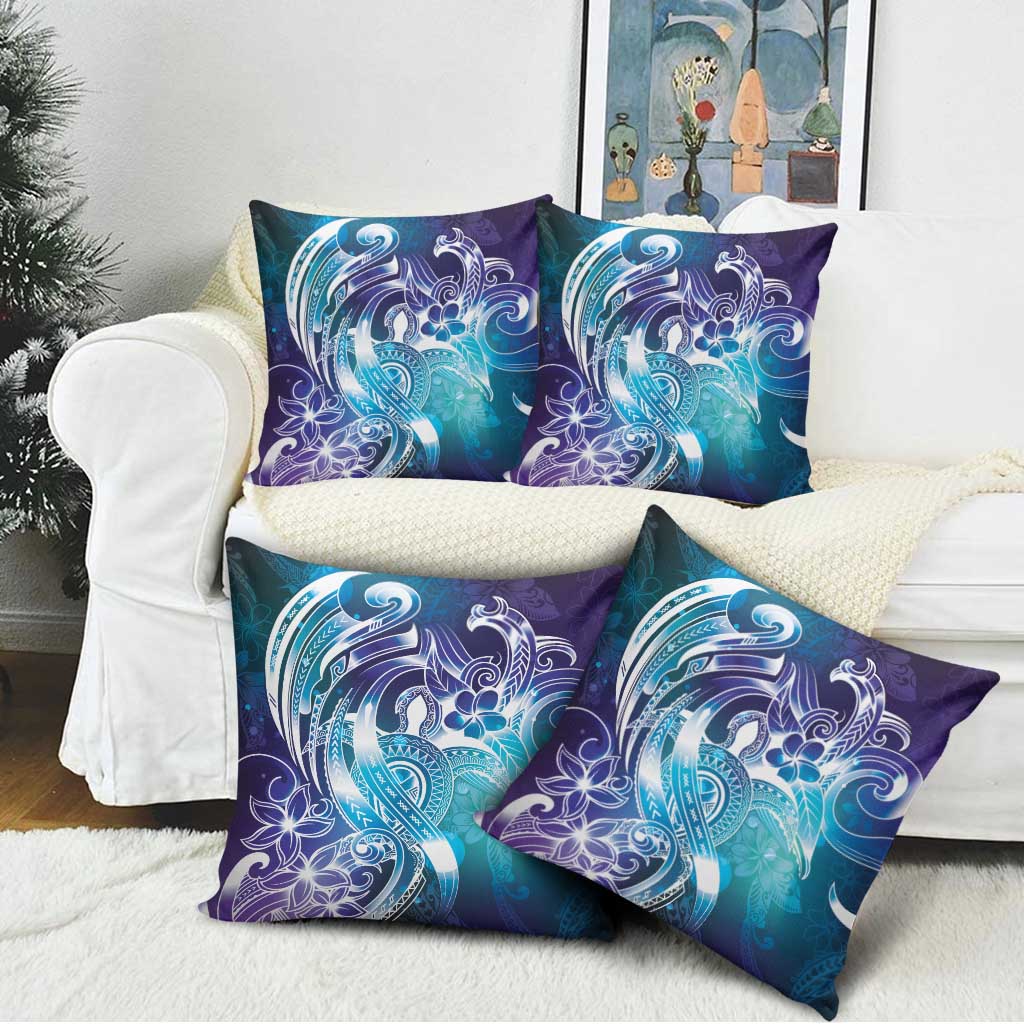 Aloha Hawaii Turtle Pillow Cover Teal Purple Ribbon - Polynesian Pride