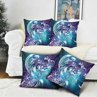 Aloha Hawaii Turtle Pillow Cover Teal Purple Ribbon - Polynesian Pride