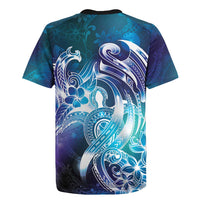 Aloha Hawaii Turtle Rugby Jersey Teal Purple Ribbon LT7 - Polynesian Pride