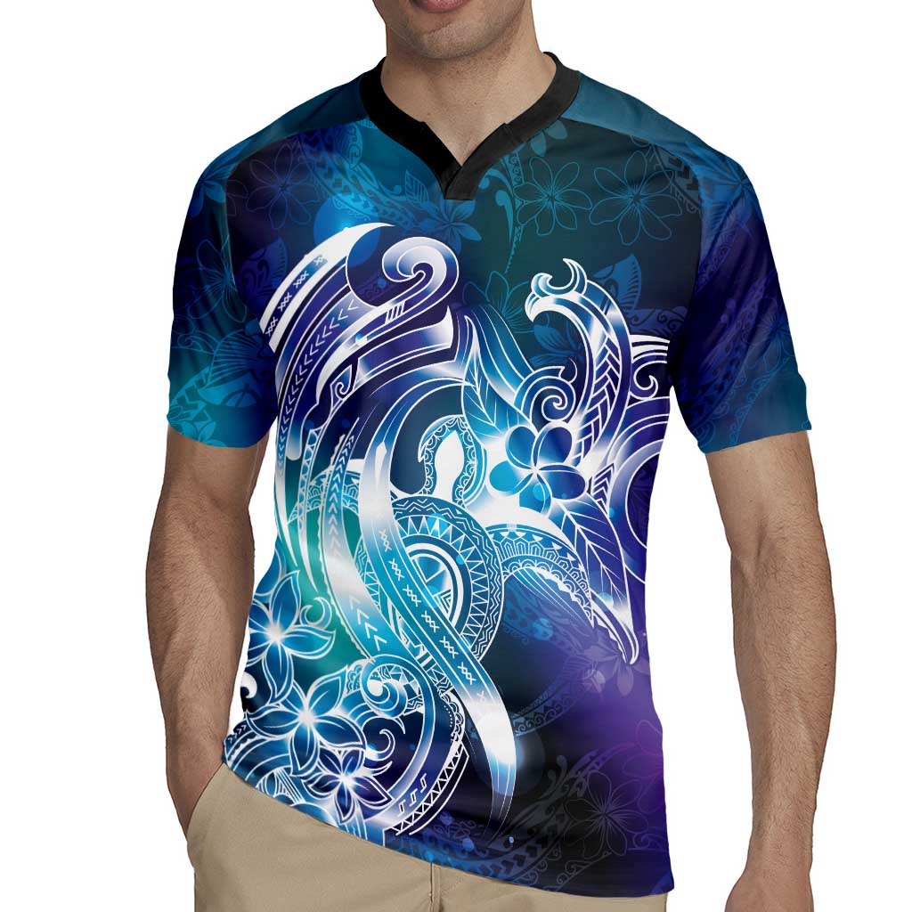 Aloha Hawaii Turtle Rugby Jersey Teal Purple Ribbon LT7 - Polynesian Pride