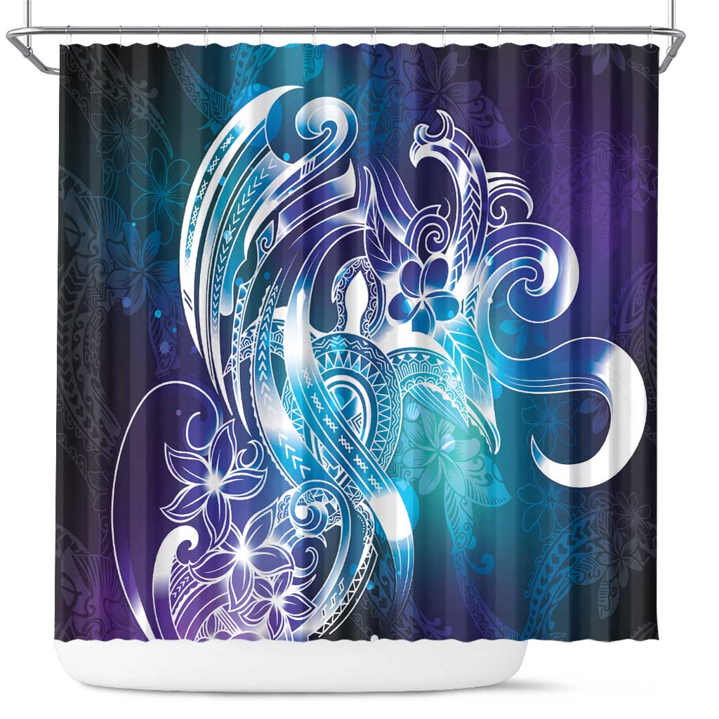 Aloha Hawaii Turtle Shower Curtain Teal Purple Ribbon - Polynesian Pride