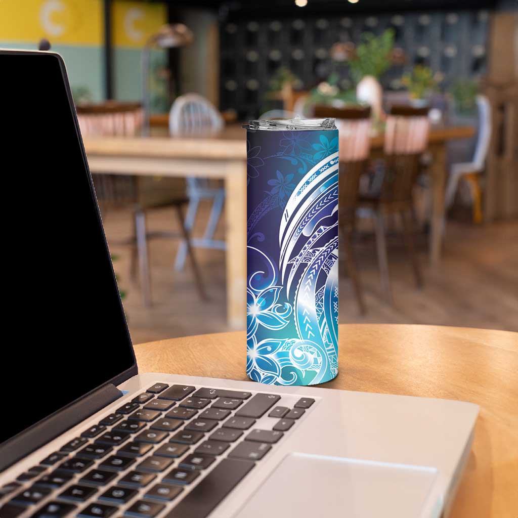 Aloha Hawaii Turtle Skinny Tumbler Teal Purple Ribbon - Polynesian Pride