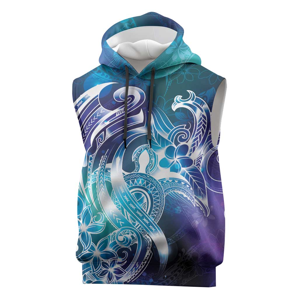 Aloha Hawaii Turtle Sleeveless Hoodie Teal Purple Ribbon LT7 Purple Teal - Polynesian Pride
