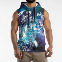 Aloha Hawaii Turtle Sleeveless Hoodie Teal Purple Ribbon LT7 - Polynesian Pride