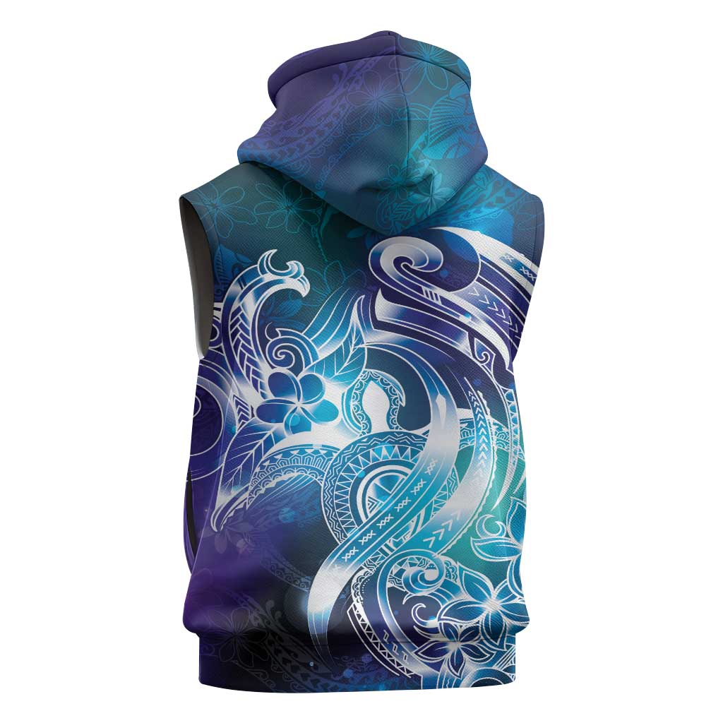 Aloha Hawaii Turtle Sleeveless Zip Hoodie Teal Purple Ribbon - Polynesian Pride