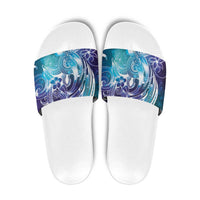 Aloha Hawaii Turtle Slide Sandals Teal Purple Ribbon - Polynesian Pride