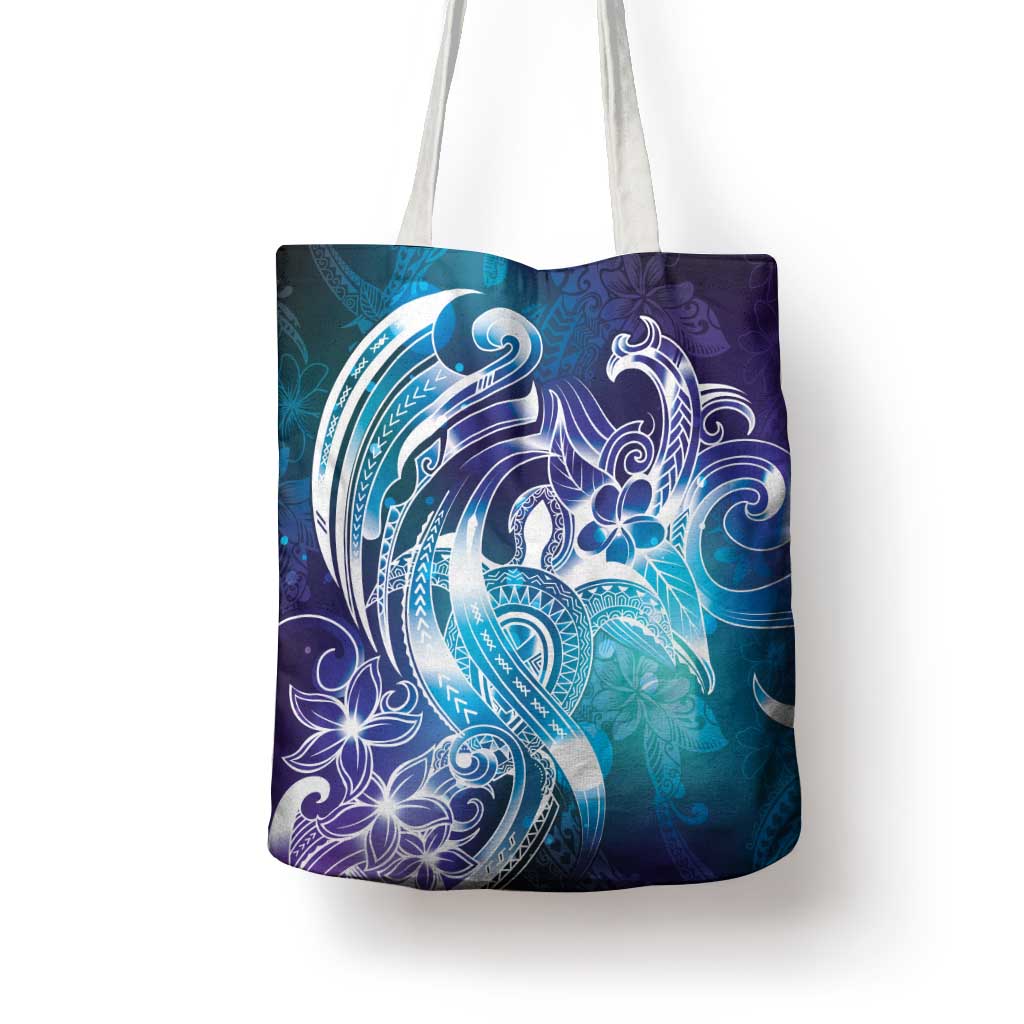 Aloha Hawaii Turtle Tote Bag Teal Purple Ribbon - Polynesian Pride