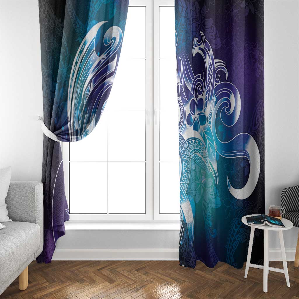Aloha Hawaii Turtle Window Curtain Teal Purple Ribbon - Polynesian Pride