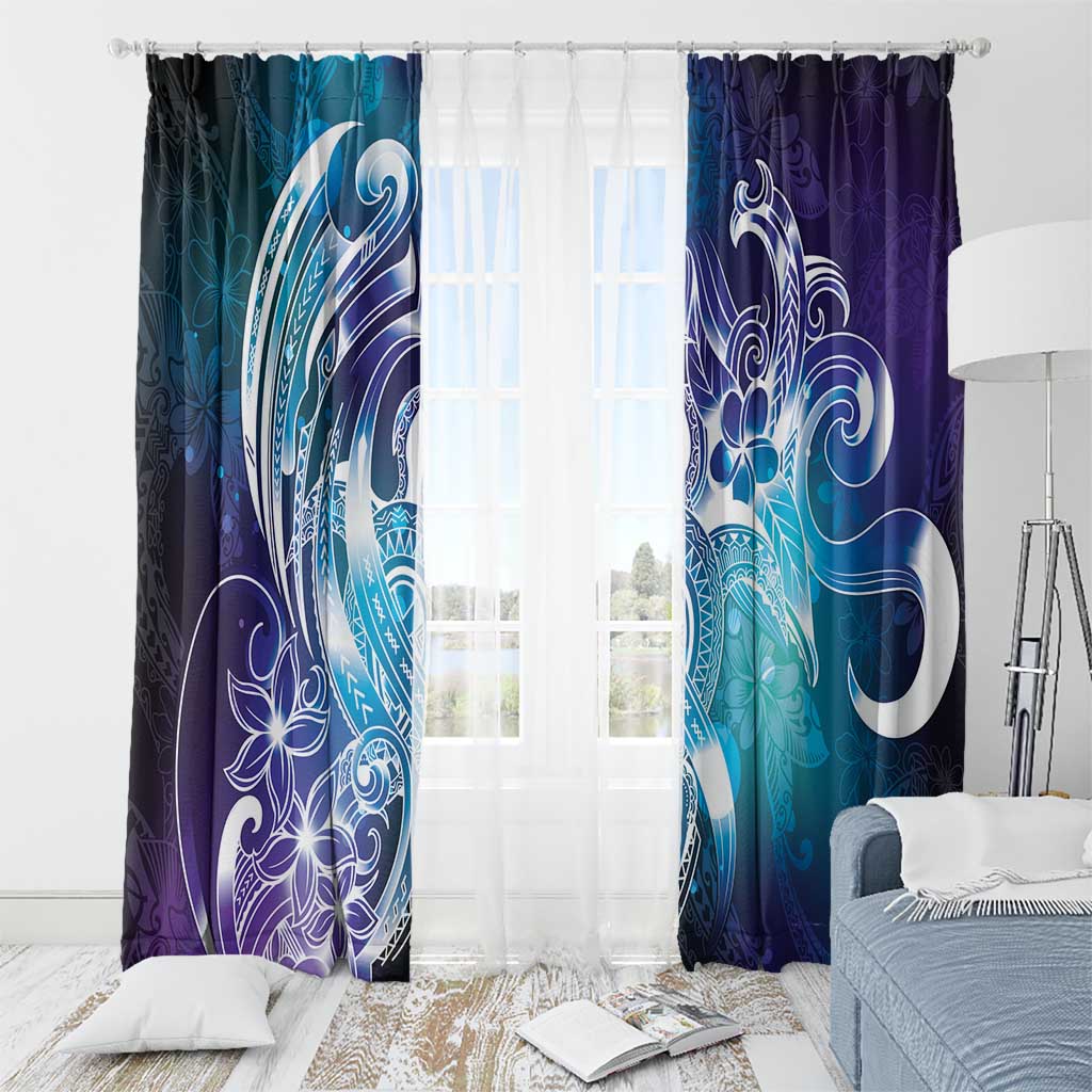 Aloha Hawaii Turtle Window Curtain Teal Purple Ribbon - Polynesian Pride
