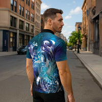 Aloha Hawaii Turtle Zipper Polo Shirt Teal Purple Ribbon LT7 - Polynesian Pride