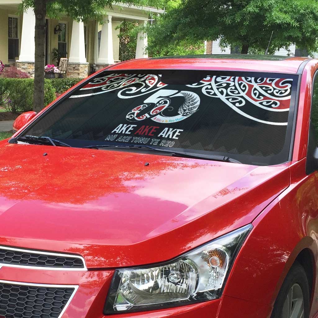 Kia Kaha Te Reo Maori Auto Sun Shade 50 Years Mo Ake Tonu Te Reo - Polynesian Pride