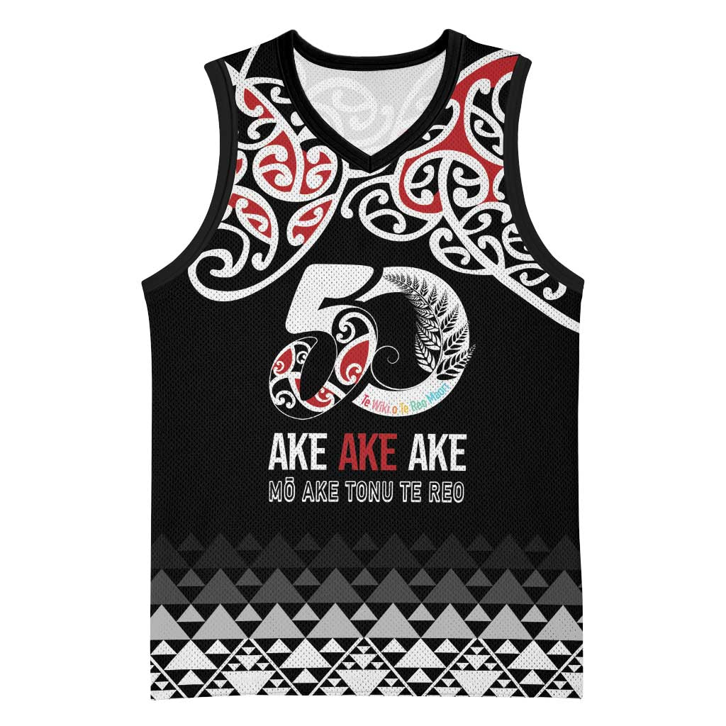 Kia Kaha Te Reo Maori Basketball Jersey 50 Years Mo Ake Tonu Te Reo - Polynesian Pride