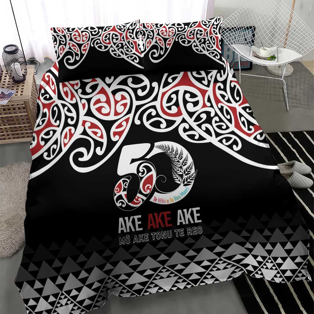 Kia Kaha Te Reo Maori Bedding Set 50 Years Mo Ake Tonu Te Reo - Polynesian Pride