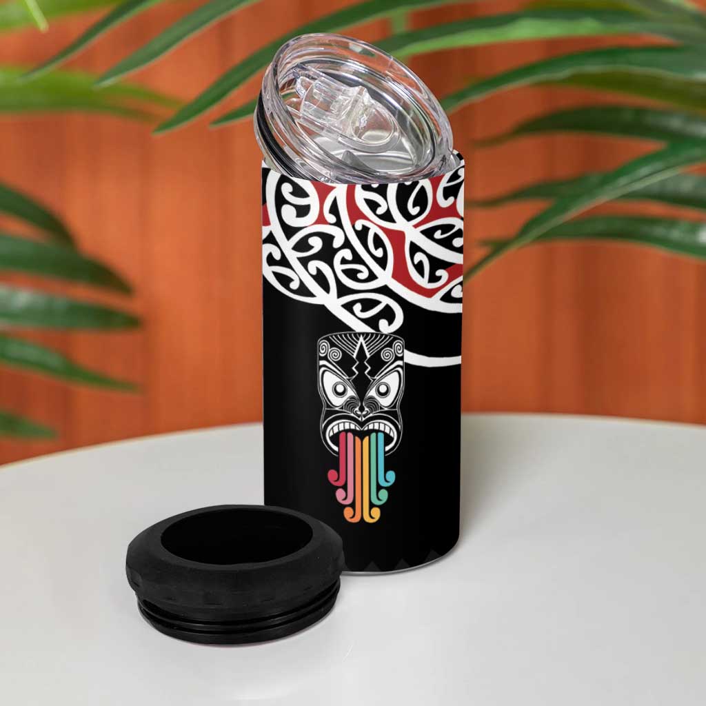 Kia Kaha Te Reo Maori 4 in 1 Can Cooler Tumbler 50 Years Mo Ake Tonu Te Reo - Polynesian Pride
