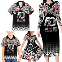 Kia Kaha Te Reo Maori Family Matching Long Sleeve Bodycon Dress and Hawaiian Shirt 50 Years Mo Ake Tonu Te Reo - Polynesian Pride