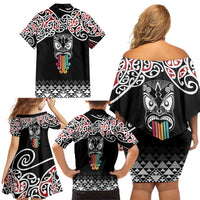 Kia Kaha Te Reo Maori Family Matching Off Shoulder Short Dress and Hawaiian Shirt 50 Years Mo Ake Tonu Te Reo - Polynesian Pride