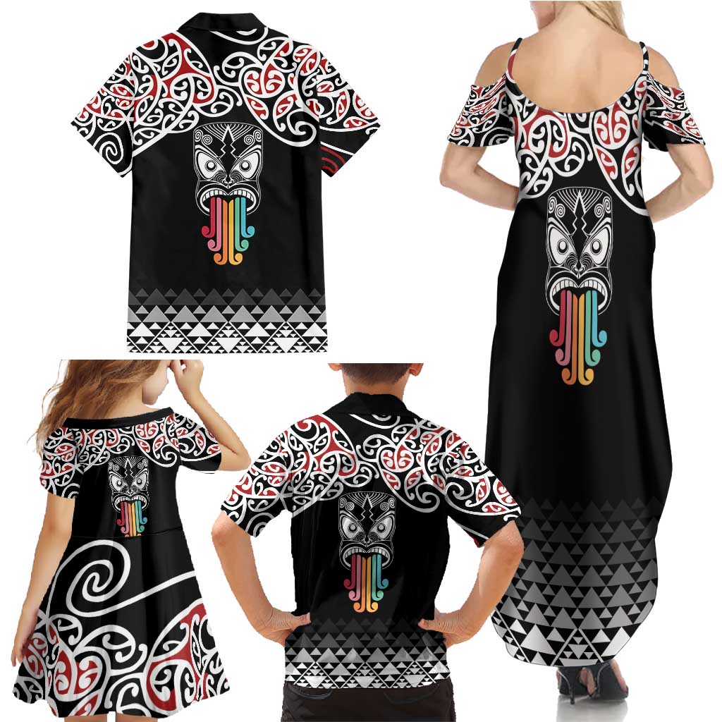 Kia Kaha Te Reo Maori Family Matching Summer Maxi Dress and Hawaiian Shirt 50 Years Mo Ake Tonu Te Reo - Polynesian Pride