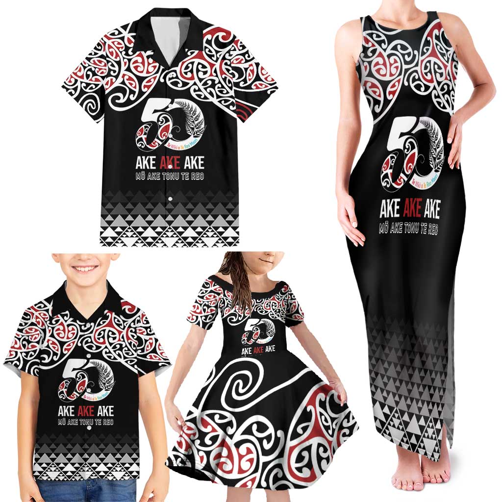 Kia Kaha Te Reo Maori Family Matching Tank Maxi Dress and Hawaiian Shirt 50 Years Mo Ake Tonu Te Reo - Polynesian Pride