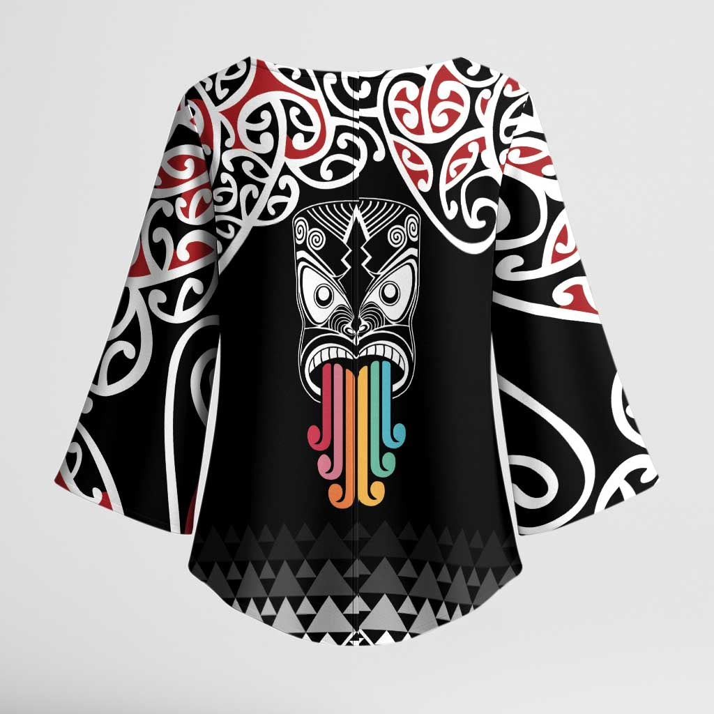 Kia Kaha Te Reo Maori Kimono Sleeve Blouse 50 Years Mo Ake Tonu Te Reo - Polynesian Pride