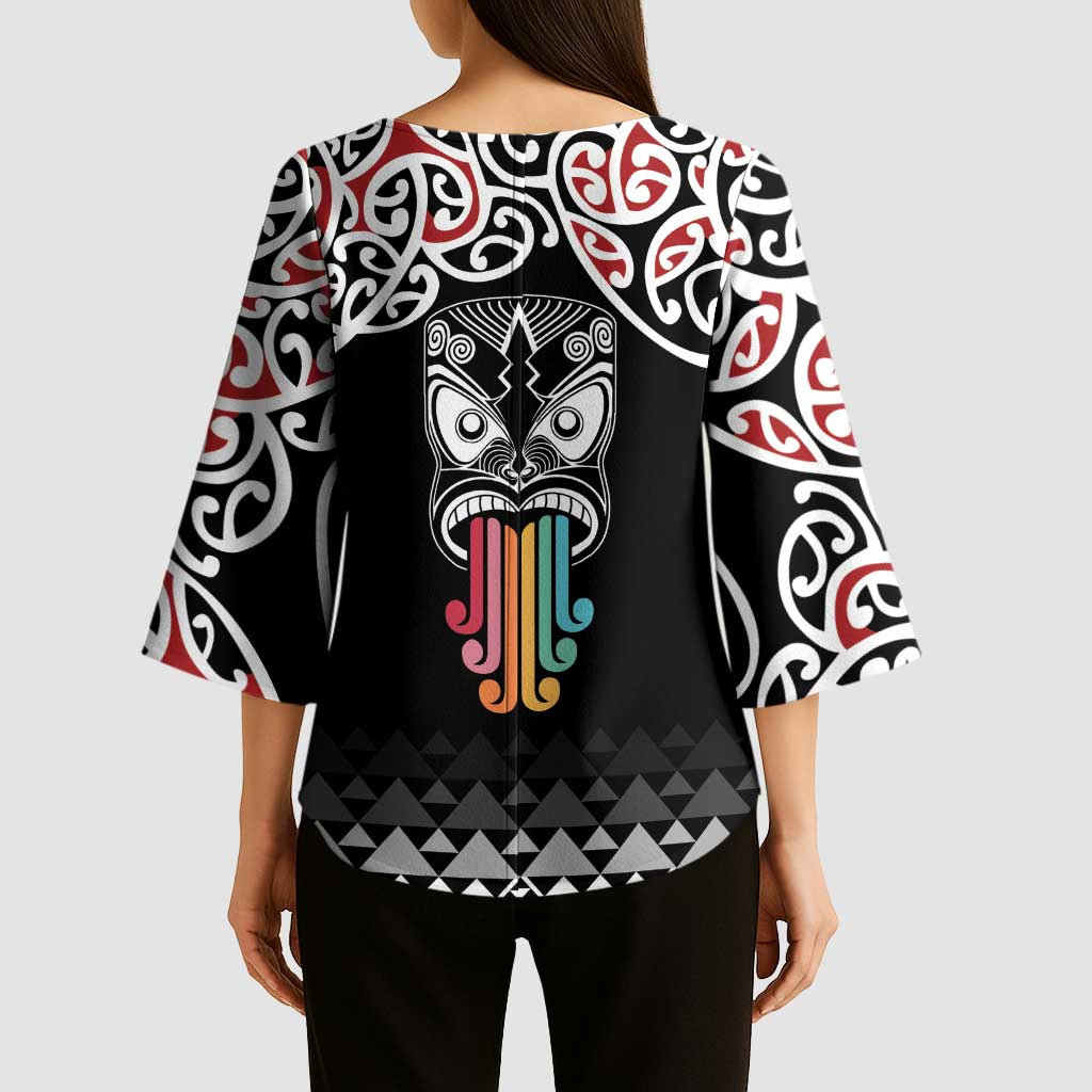 Kia Kaha Te Reo Maori Kimono Sleeve Blouse 50 Years Mo Ake Tonu Te Reo - Polynesian Pride