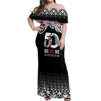 Kia Kaha Te Reo Maori Off Shoulder Maxi Dress 50 Years Mo Ake Tonu Te Reo - Polynesian Pride
