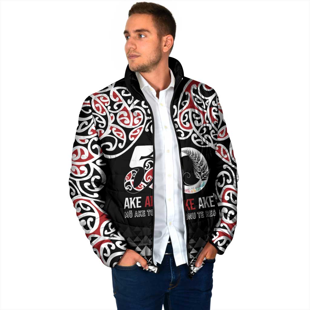 Kia Kaha Te Reo Maori Padded Jacket 50 Years Mo Ake Tonu Te Reo - Polynesian Pride