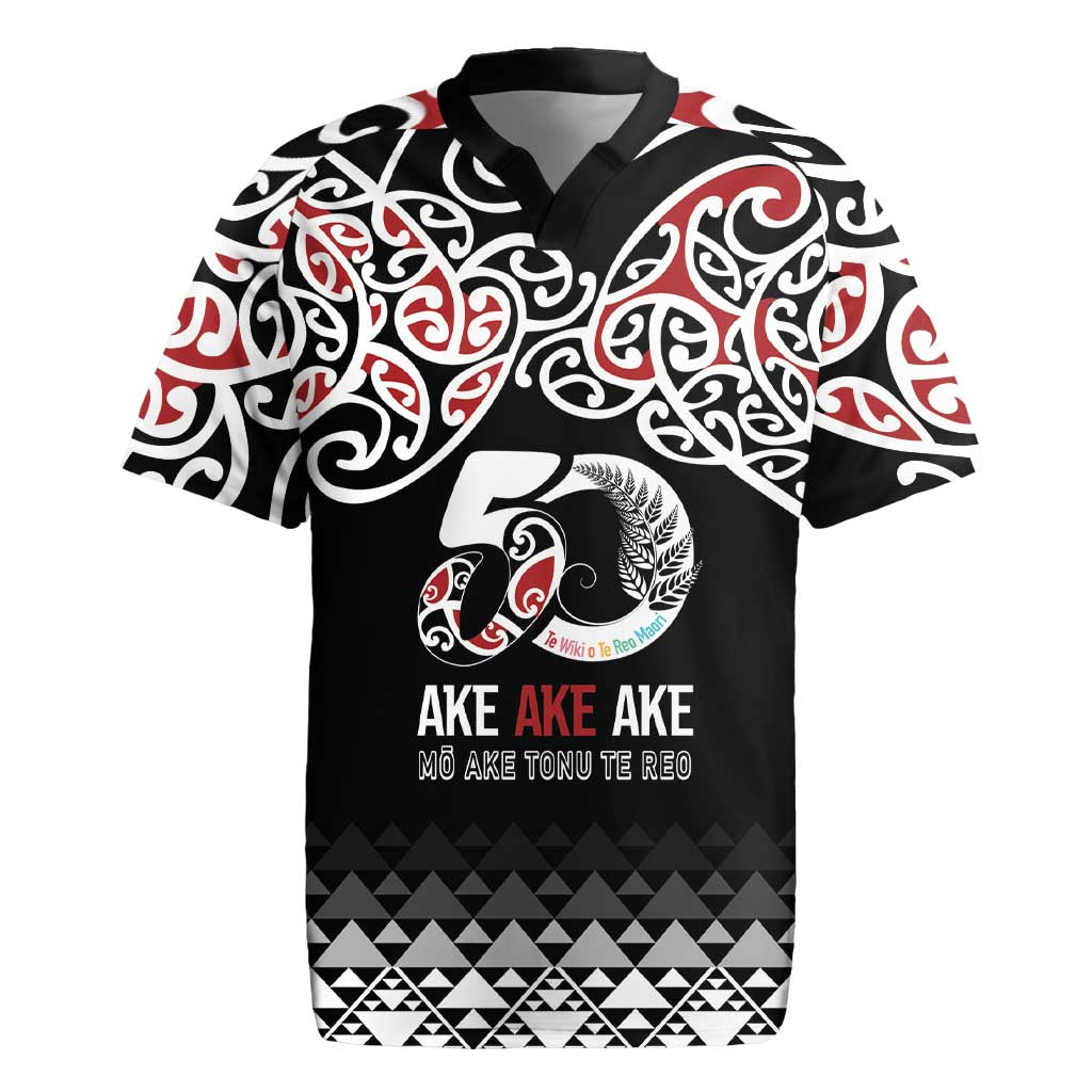 Kia Kaha Te Reo Maori Rugby Jersey 50 Years Mo Ake Tonu Te Reo - Polynesian Pride