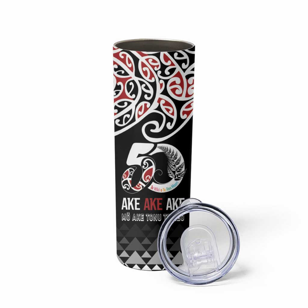 Kia Kaha Te Reo Maori Skinny Tumbler 50 Years Mo Ake Tonu Te Reo - Polynesian Pride