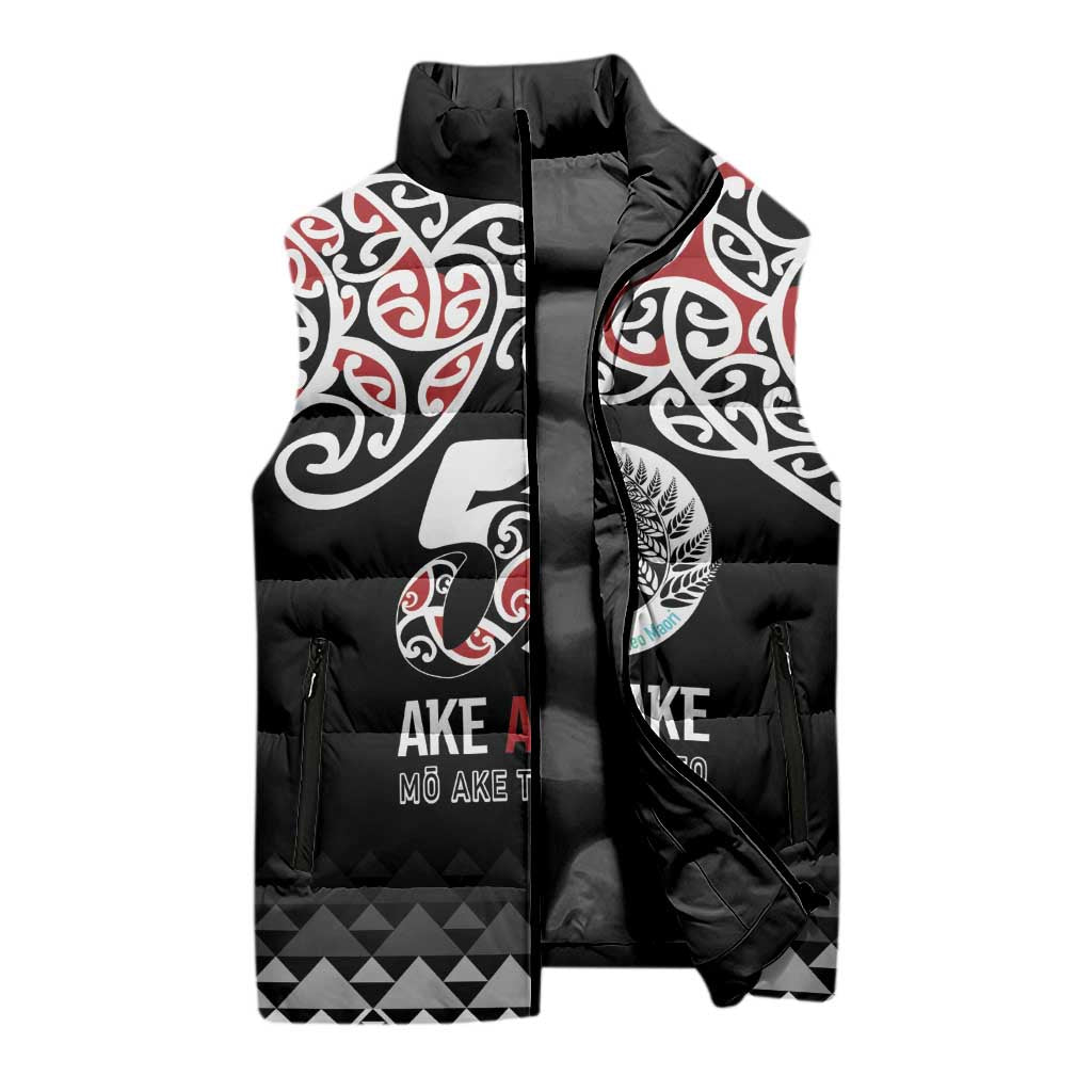 Kia Kaha Te Reo Maori Sleeveless Puffer Jacket 50 Years Mo Ake Tonu Te Reo - Polynesian Pride