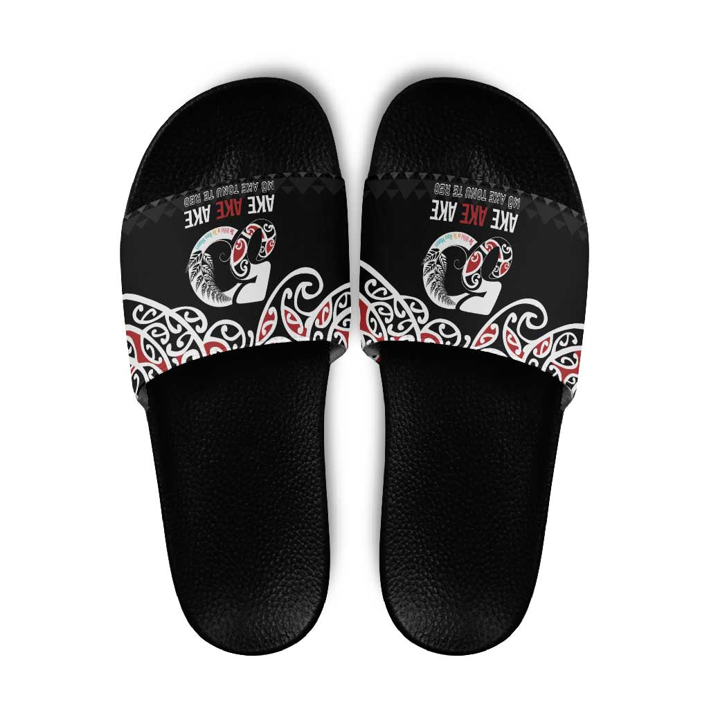 Kia Kaha Te Reo Maori Slide Sandals 50 Years Mo Ake Tonu Te Reo - Polynesian Pride