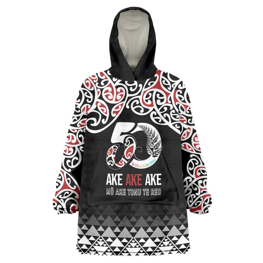 Kia Kaha Te Reo Maori Wearable Blanket Hoodie 50 Years Mo Ake Tonu Te Reo - Polynesian Pride