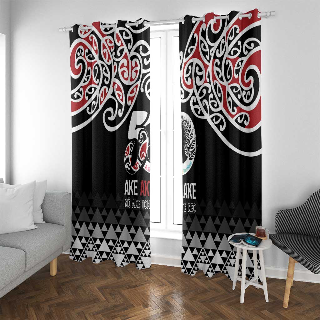 Kia Kaha Te Reo Maori Window Curtain 50 Years Mo Ake Tonu Te Reo - Polynesian Pride