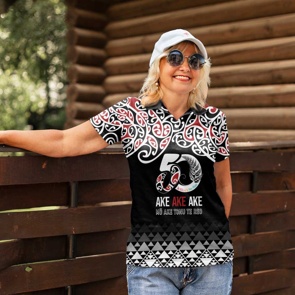 Kia Kaha Te Reo Maori Women Polo Shirt 50 Years Mo Ake Tonu Te Reo - Polynesian Pride
