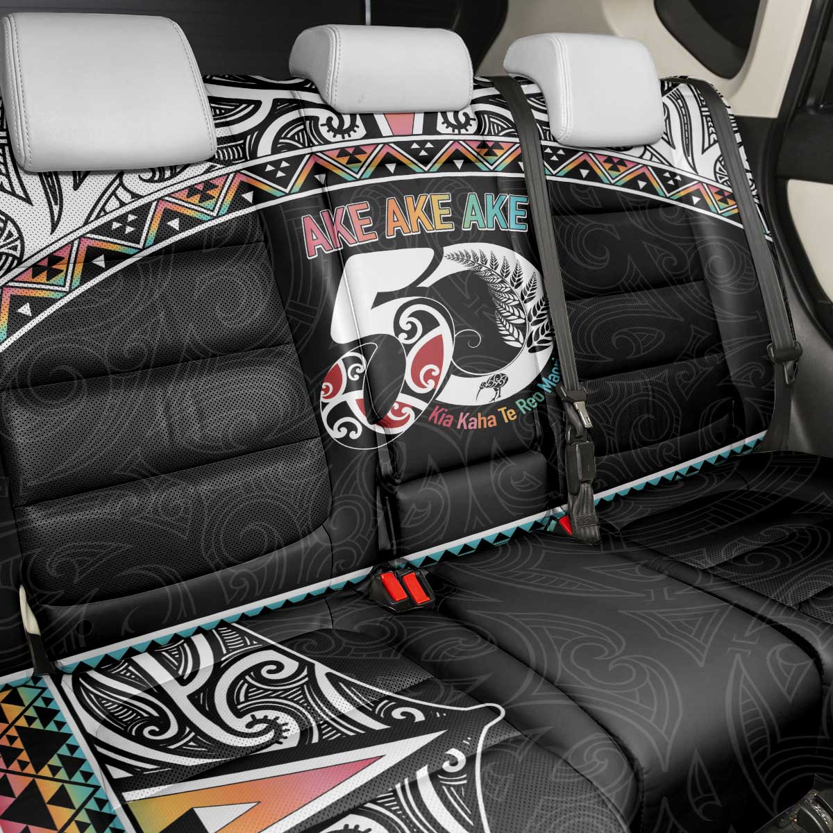 50 Years Kia Kaha Te Reo Maori Back Car Seat Cover Ake Ake Ake! - Polynesian Pride