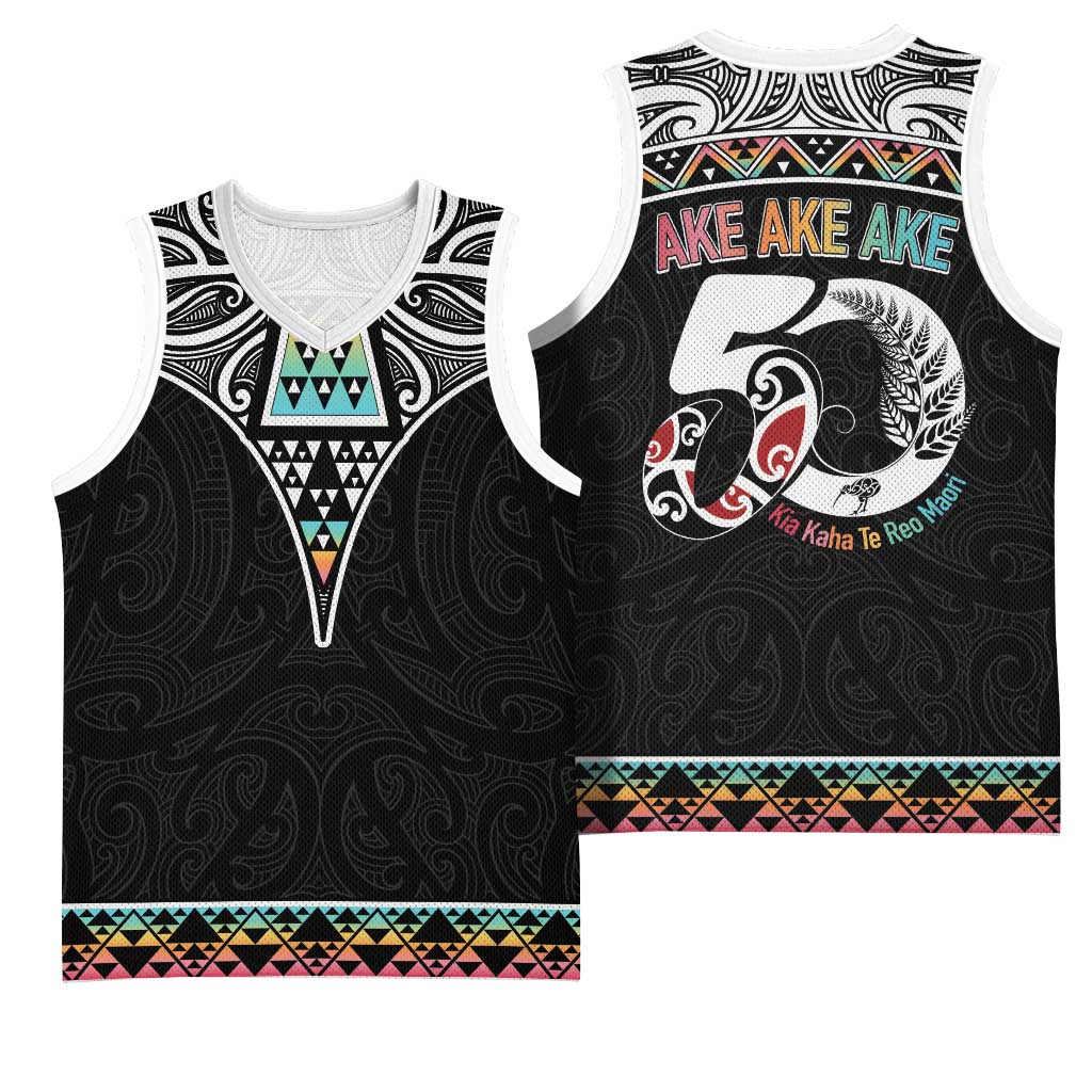 50 Years Kia Kaha Te Reo Maori Basketball Jersey Ake Ake Ake! - Polynesian Pride