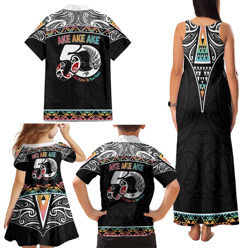 50 Years Kia Kaha Te Reo Maori Family Matching Tank Maxi Dress and Hawaiian Shirt Ake Ake Ake! - Polynesian Pride