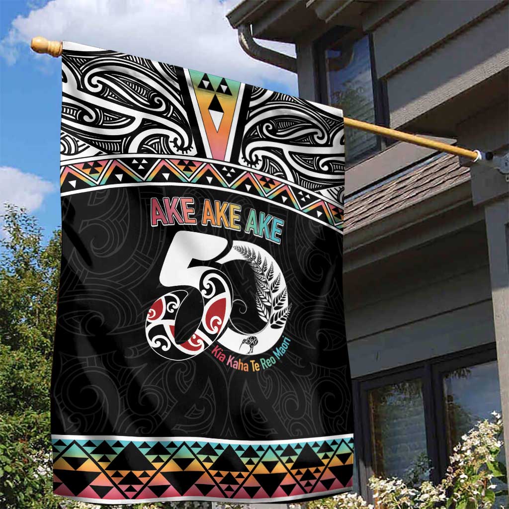 50 Years Kia Kaha Te Reo Maori Garden Flag Ake Ake Ake! - Polynesian Pride