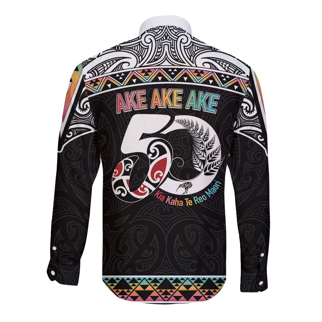 50 Years Kia Kaha Te Reo Maori Long Sleeve Button Shirt Ake Ake Ake! - Polynesian Pride