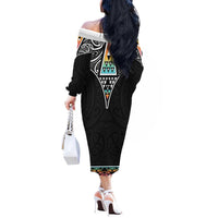 50 Years Kia Kaha Te Reo Maori Off The Shoulder Long Sleeve Dress Ake Ake Ake! - Polynesian Pride