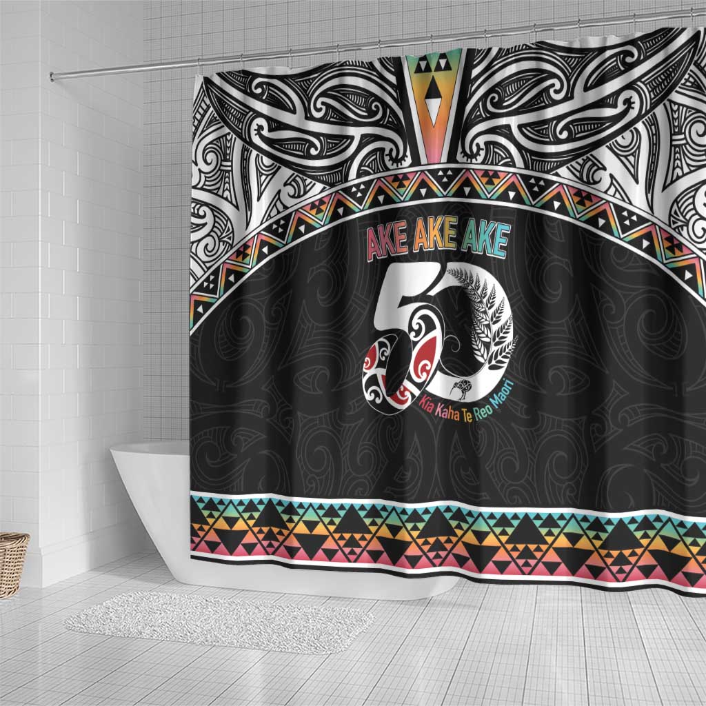 50 Years Kia Kaha Te Reo Maori Shower Curtain Ake Ake Ake! - Polynesian Pride