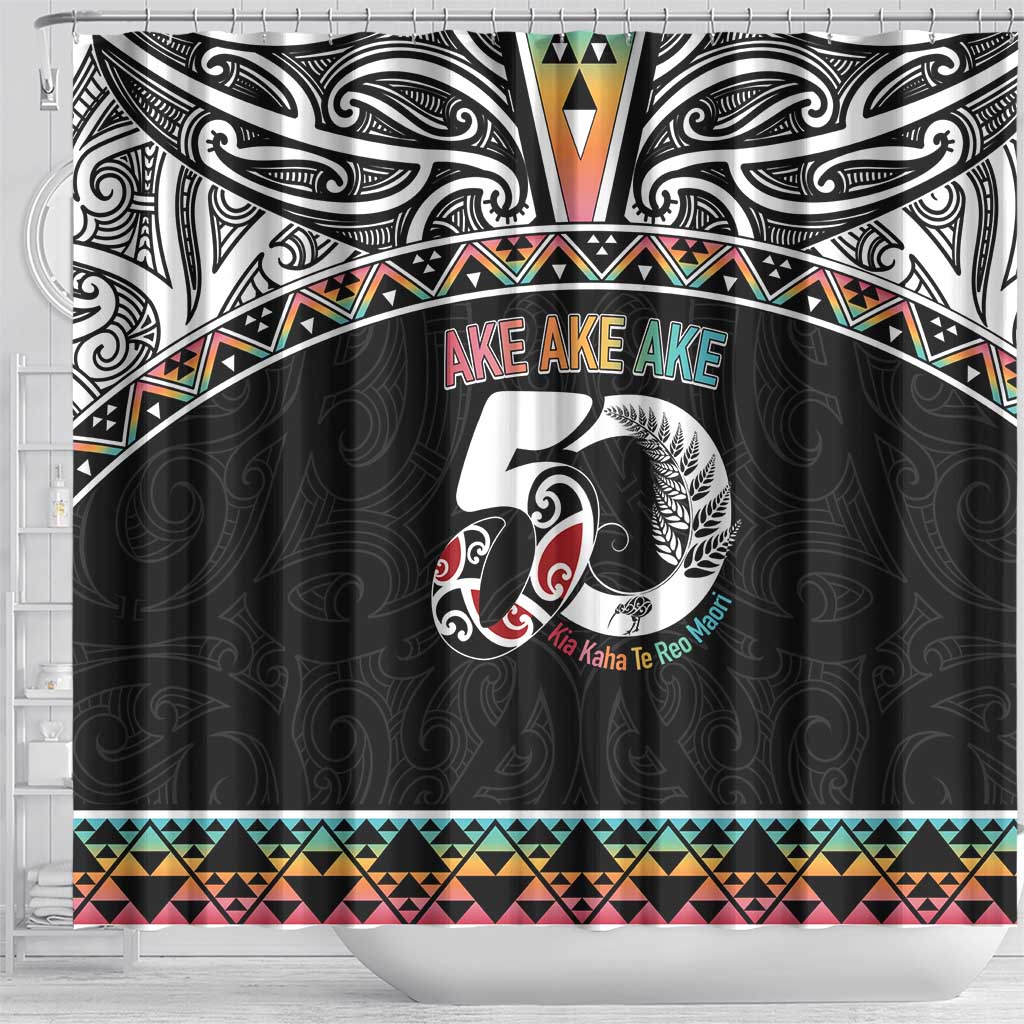 50 Years Kia Kaha Te Reo Maori Shower Curtain Ake Ake Ake! - Polynesian Pride