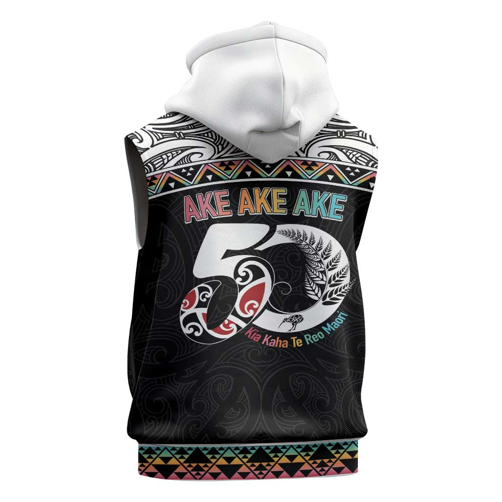 50 Years Kia Kaha Te Reo Maori Sleeveless Zip Hoodie Ake Ake Ake! LT7