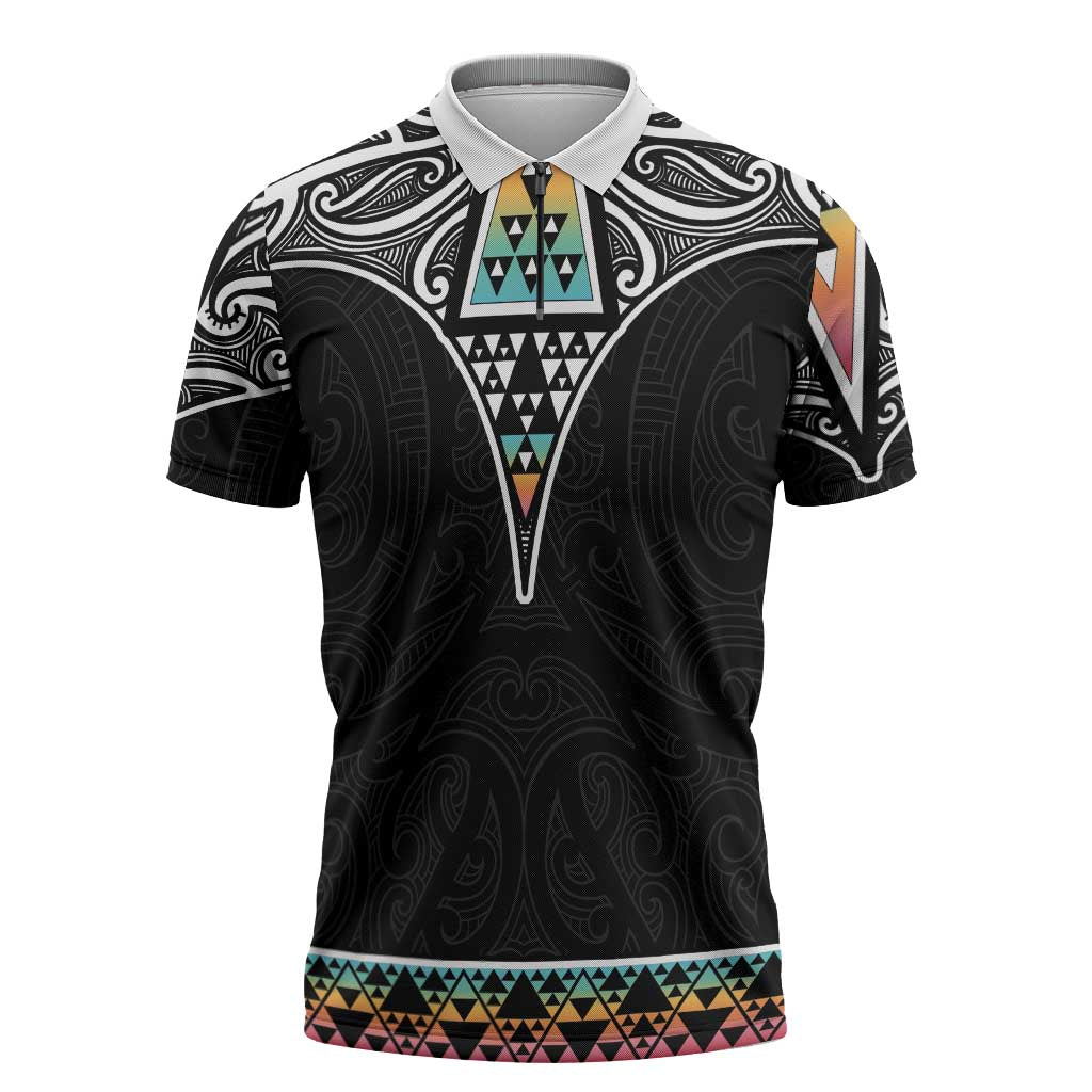 50 Years Kia Kaha Te Reo Maori Zipper Polo Shirt Ake Ake Ake! - Polynesian Pride