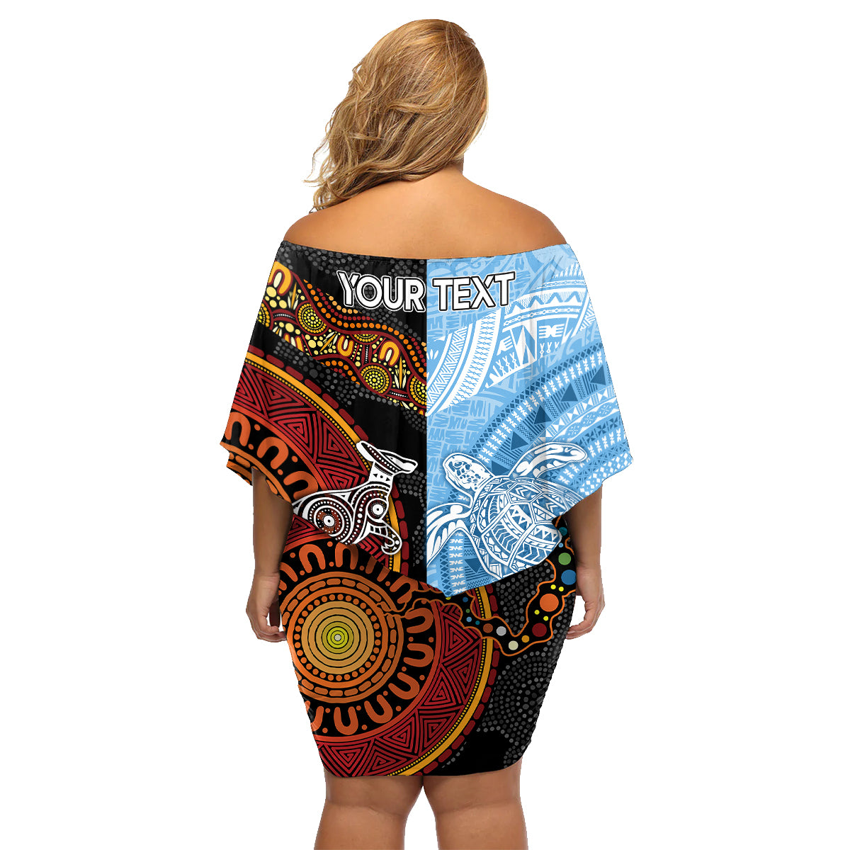 personalised-fiji-and-australia-family-matching-off-shoulder-short-dress-and-hawaiian-shirt-masi-patterns-mix-aboriginal-art
