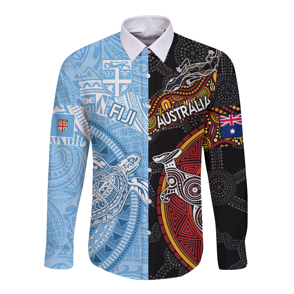 personalised-fiji-and-australia-long-sleeve-button-shirt-masi-patterns-mix-aboriginal-art