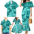 Vintage Hawaii Family Matching Mermaid Dress and Hawaiian Shirt Hibiscus Mix Hawaiian Quilt Patches - Teal LT7 - Polynesian Pride