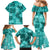 Vintage Hawaii Family Matching Mermaid Dress and Hawaiian Shirt Hibiscus Mix Hawaiian Quilt Patches - Teal LT7 - Polynesian Pride