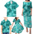 Vintage Hawaii Family Matching Puletasi Dress and Hawaiian Shirt Hibiscus Mix Hawaiian Quilt Patches - Teal LT7 - Polynesian Pride