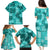 Vintage Hawaii Family Matching Puletasi Dress and Hawaiian Shirt Hibiscus Mix Hawaiian Quilt Patches - Teal LT7 - Polynesian Pride