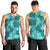 Vintage Hawaii Men Tank Top Hibiscus Mix Hawaiian Quilt Patches - Teal LT7 - Polynesian Pride